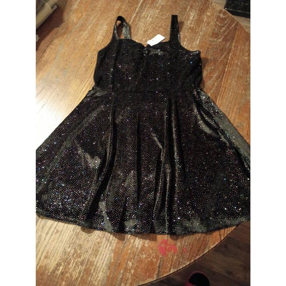 New XL Sugar & Jade Sleeveless Black Multi Color Metallic Special Occasion Dress
